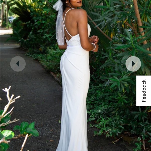 Ruched spaghetti strap jersey dress with lace slit! BNWT - Picture 4 of 4